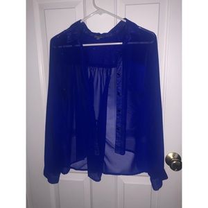 Charlotte Russe Sheer Blue Blouse - Size Small